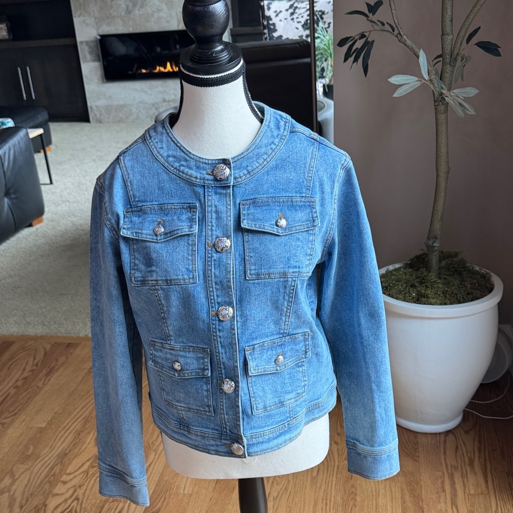 Blue Denim Button-Front Jacket - image 1